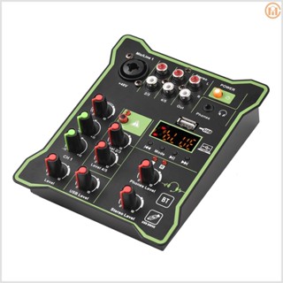 5-Channel Sound Mixing Console with 48V Phantom Power and Reverb Effect for DJ Recording Live Broadcast Karaoke - Tuner