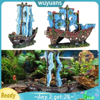 Wuyuans เรือใบประดิษฐ์ เรซิ่น สําหรับตกแต่งตู้ปลา