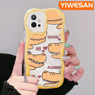 เคสโทรศัพท์มือถือ ซิลิกาเจลนิ่ม ใส กันกระแทก ลายหนังจระเข้น่ารัก สําหรับ vivo y55 y75 5G y55s 2023 y33s 2023 y33e y52t y30 t1 5G iqoo z6