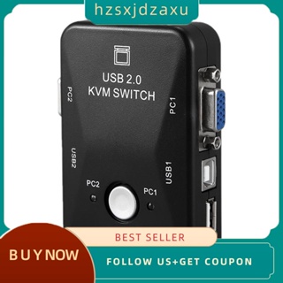 【hzsxjdzaxu】สวิตช์แยก Usb 2.0 Kvm 2 พอร์ต 1920*1440 Vga Svga สําหรับคอมพิวเตอร์ แชร์คีย์บอร์ด