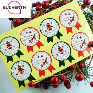 Suchenth สติกเกอร์กระดาษ ลาย Merry Christmas DIY สําหรับตกแต่งเค้ก บิสกิต 40 80 ชิ้น