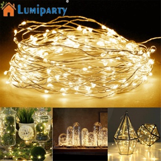 Lumiparty สายไฟกระพริบ Led 3 AA 10 ม. 100 ดวง 2 ม.20 ดวง 5 ม. 50 ดวง โลหะ ทองแดง สีเงิน สําหรับกล่องแบตเตอรี่