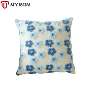 Myron ปลอกหมอนอิง ทรงสี่เหลี่ยม ลายดอกไม้ สีฟ้าอ่อน ขนาด 18x18 นิ้ว สําหรับตกแต่งโซฟา 2 ชิ้น