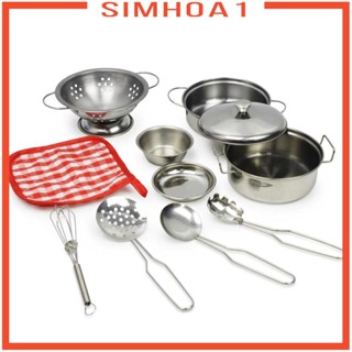 [Simhoa1] เครื่องครัวสเตนเลส พร้อมหม้อ หม้อ ไข่ ของเล่นบนโต๊ะอาหาร 10 ชิ้น