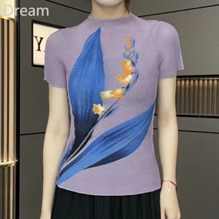 Corn grain printed T-shirt womens new high-elasticity Magic top casual all-match temperament