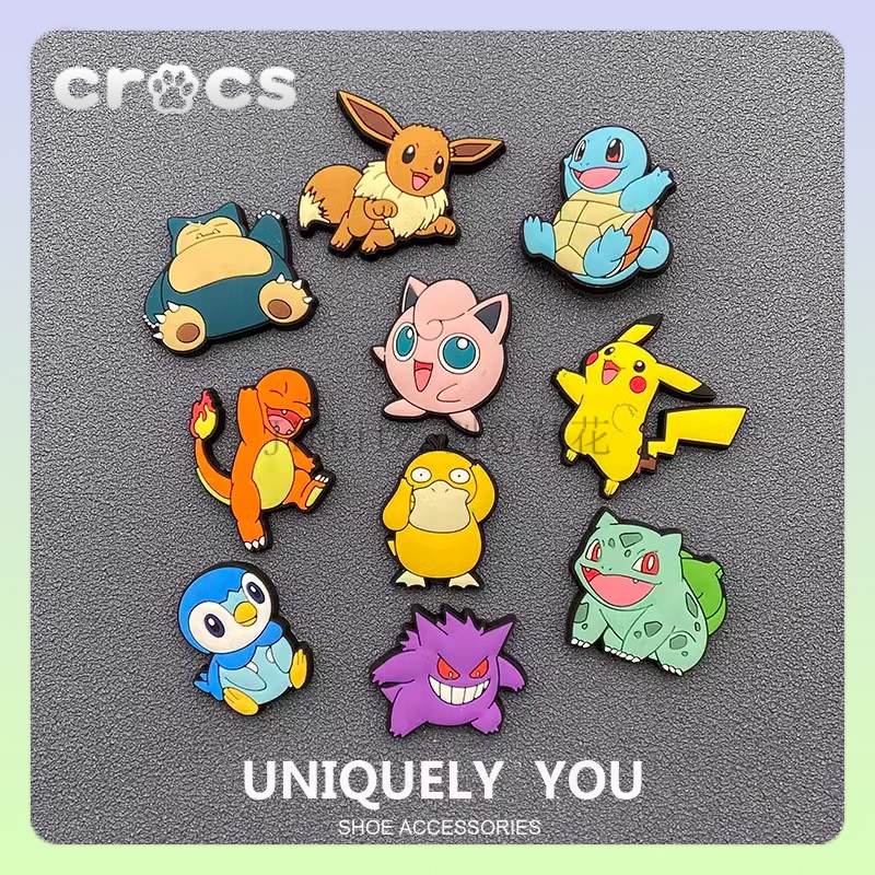 jibbitz crocs pokemon หัวเข็มขัด รูปการ์ตูนโปเกม่อน ปิกาจู มังกรไฟ Jenny Turtle Hole
