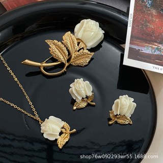 0916SPSDY New Tulip Flower Mid-Ancient Earrings 925 Silver Needle High Sense Affordable Luxury Fashion Refined Grace Earrings Necklace XBKJ