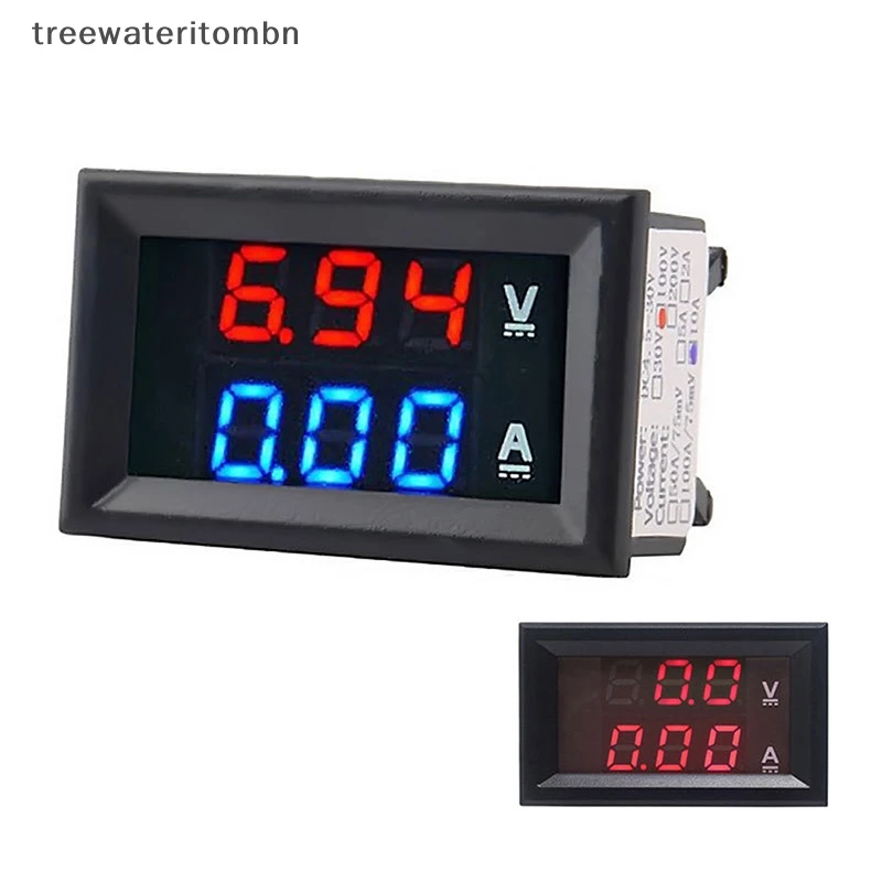 Tt 0-100V 10A โวลต์มิเตอร์แบบดิจิตอลแอมมิเตอร์ Amp Volt Gauge 0.28" LED สีฟ้าแดง mbn