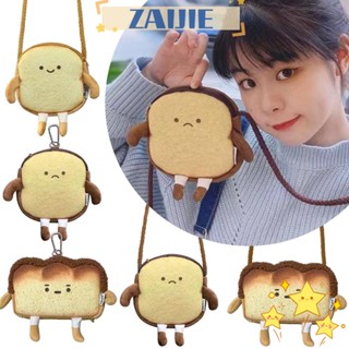 Zaijie24 กระเป๋าสตางค์ กระเป๋าถือ ลายการ์ตูนขนมปังปิ้งน่ารัก แบบลําลอง