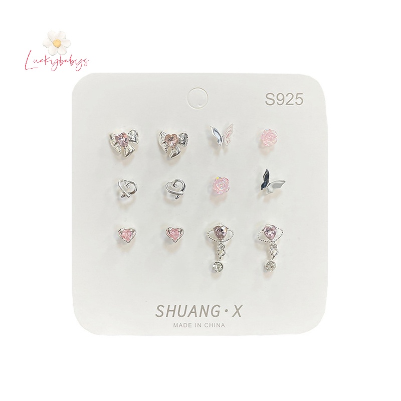 Luckybabys> 1 ชุด เกาหลี น่ารัก สีชมพู คริสตัล หัวใจน้อย ต่างหูสตั๊ด หวาน ความรัก เพทาย ต่างหูสตั๊ด สุนทรีย์ ต่างหู สาว เครื่องประดับ ของขวัญใหม่