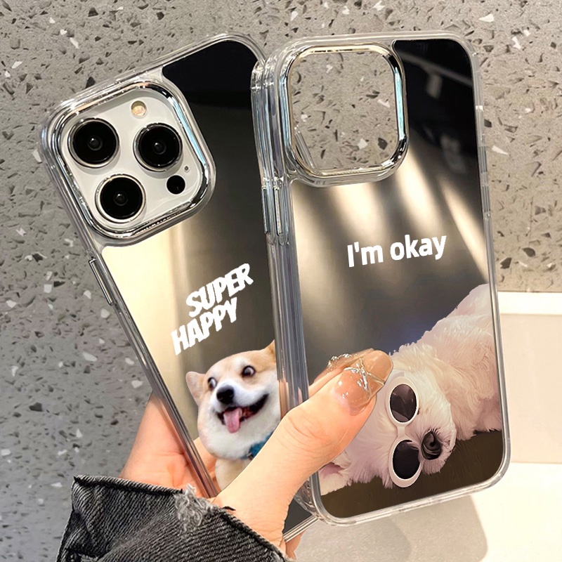 COD✨ ชิบะอินุตัวเล็ก เคสป้องกันโทรศัพท์มือถือ TPU ป้องกันการล่มสลายพร้อมกระจกแต่งหน้า For iPhone 11 14 15 12 13 Pro Max