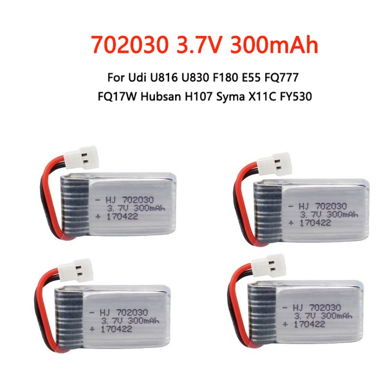3.7V 300mAh Lipo Battery for FQ777 FQ17WUdi U816 U830 F180 E55  Hubsan H107 Syma X11C FY530 RC Drone