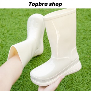 Topbra_shop รองเท้าบู๊ทกันฝน กันน้ำส้นสูง กันลื่นยึดเกาะได้ดี CDD157