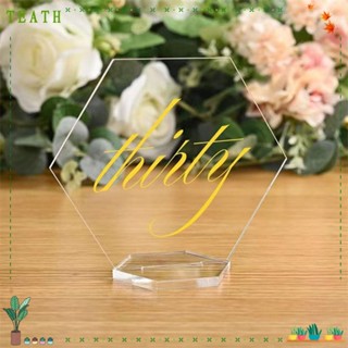 Teath การ์ดตัวเลขอะคริลิค ทรงหกเหลี่ยม DIY สําหรับตกแต่งโต๊ะ งานแต่งงาน 5 ชิ้น