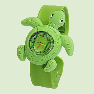 นาฬิกาข้อมือควอตซ์ ลายการ์ตูนเต่าน้ํา สีเขียว สําหรับเด็ก