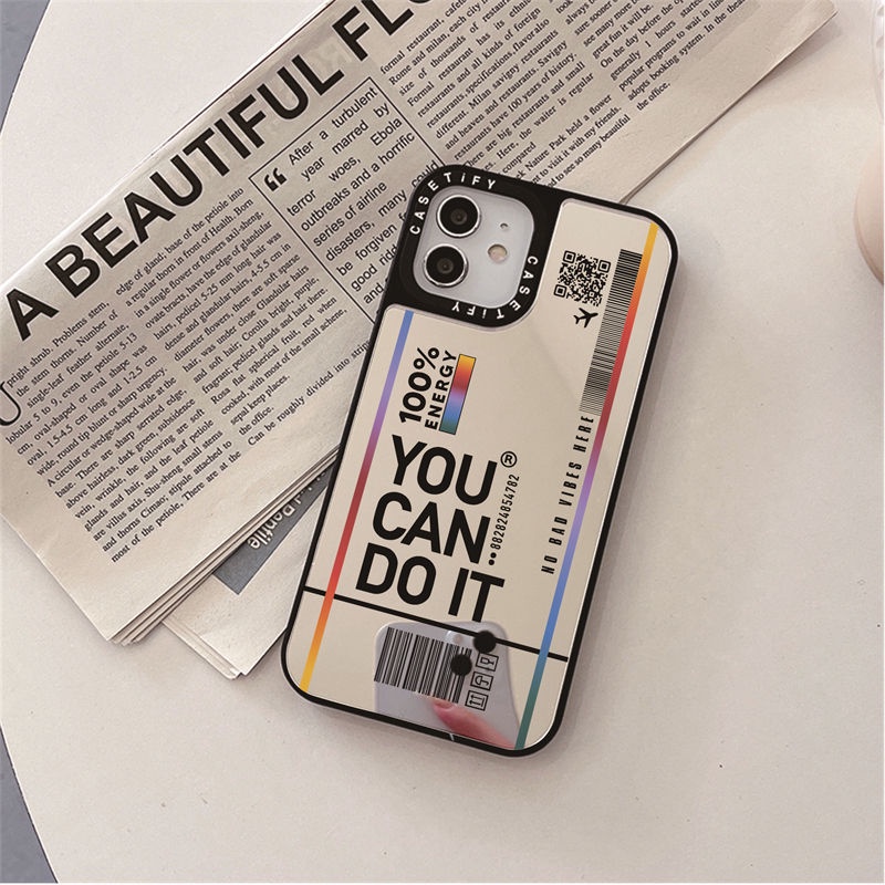 Casetify X You Can Do It PC สีเงิน กระจกสีดํา เคสแข็ง iPhone 15 14 13 12 11 Pro MAX IX XS MAX XR 6 6s 7 8 Plus เคสกันกระแทก