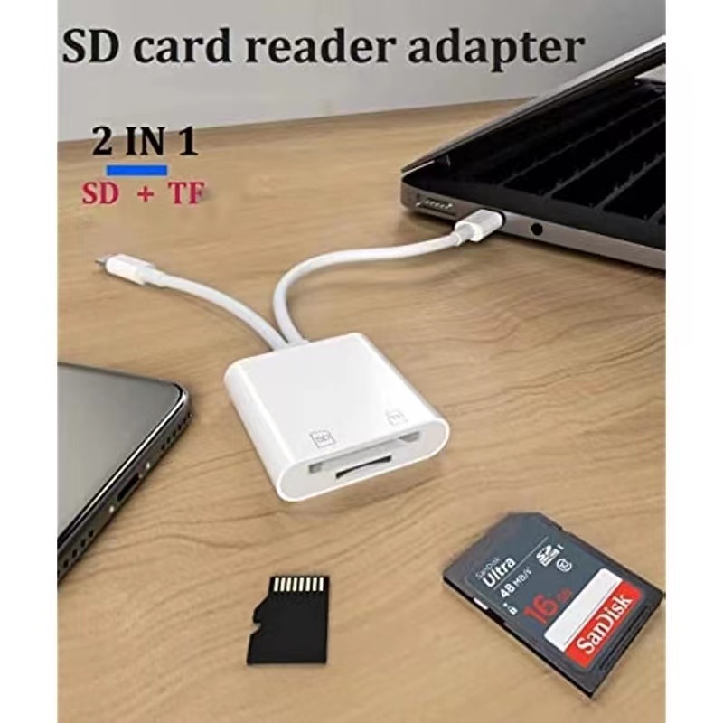 2 in 1 เครื่องอ่านการ์ดหน่วยความจํา SD TF CardReader สําหรับ xiaomi Realme i-O-S 17 16 15 14 13 Andr