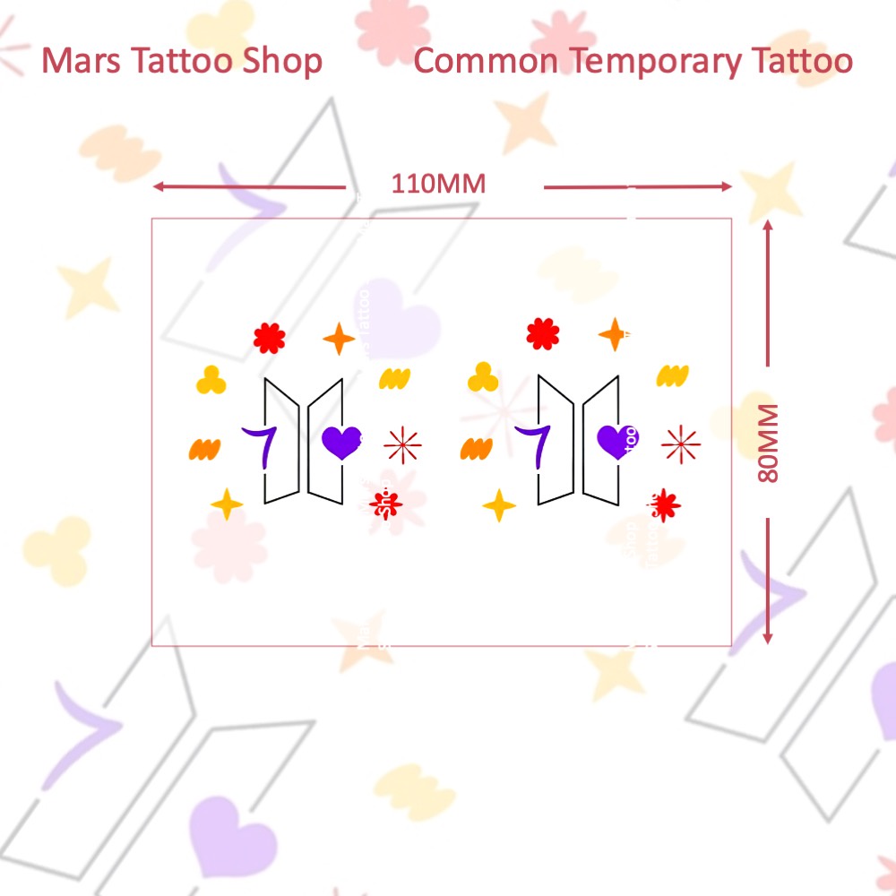 Mars Tattoo - สติ๊กเกอร์รอยสักชั่วคราว สีสวยงาม ติดทนนาน, CX053