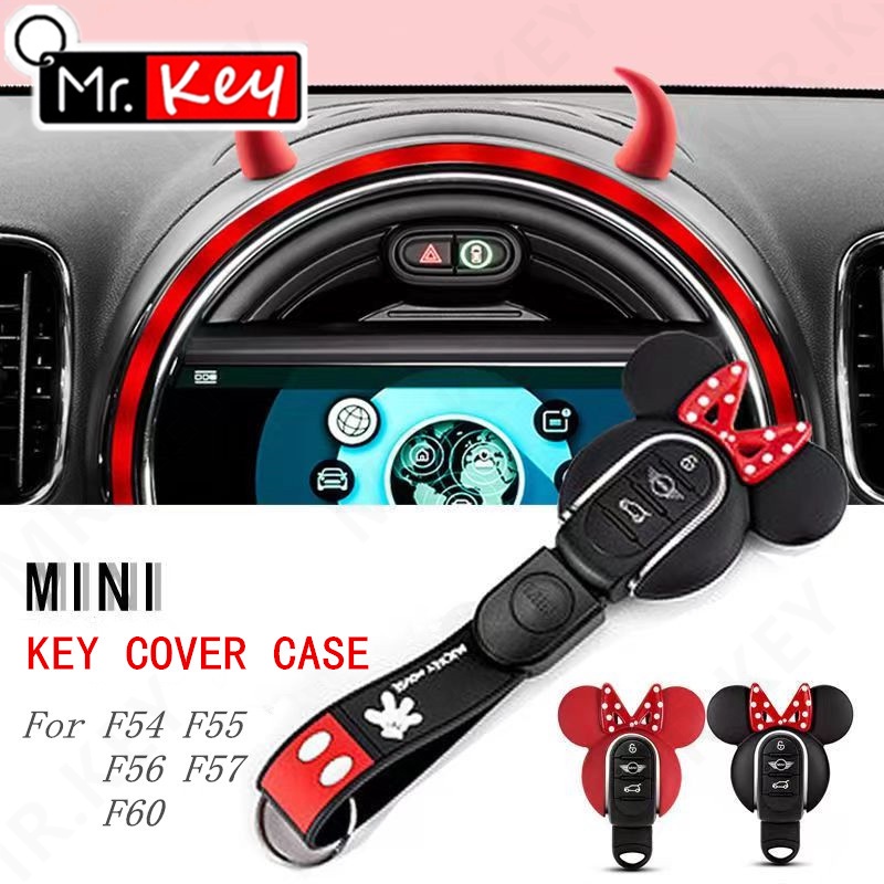 【Mr.Key】เคสกุญแจรีโมตรถยนต์ ลายมิกกี้เมาส์น่ารัก แบบเปลี่ยน สําหรับ Mini Cooper F54 F55 F56 F57 F60