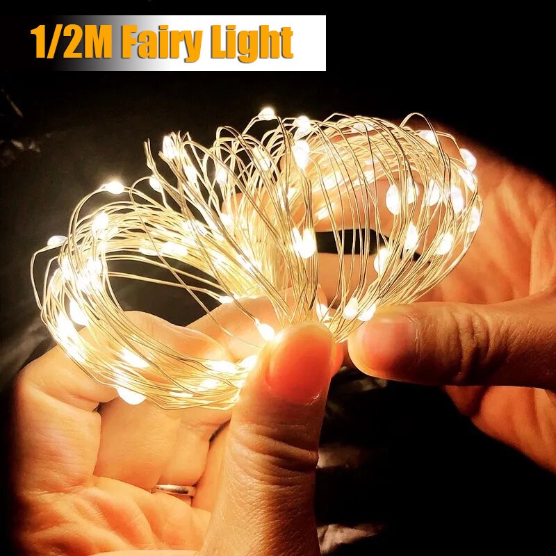 (รวมแบตเตอรี่) สายไฟหิ่งห้อย Led 1 เมตร 2 เมตร 3 เมตร ใช้แบตเตอรี่ กันน้ํา