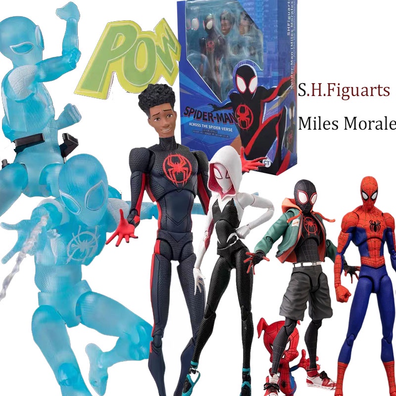 Sh Figuarts Spiderman Spider-Verse Spider Gwen Stacy Miles Morales Spider-Man Clear Ver Peter B. โมเดลฟิกเกอร์ Parker Action Figure Anime SHF Articulado ของเล่นสําหรับเด็ก