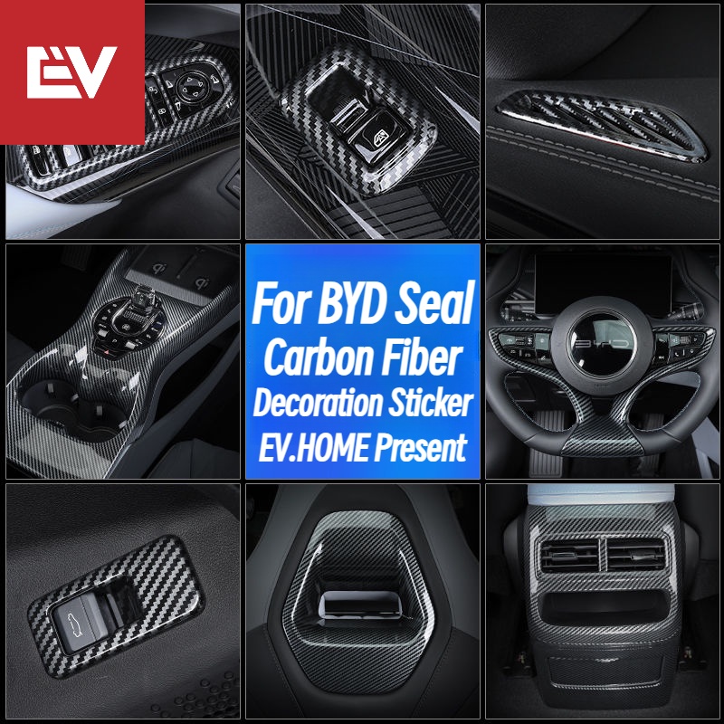 For BYD Seal คาร์บอนไฟเบอร์รูปแบบตกแต่งสติ๊กเกอร์ชุด