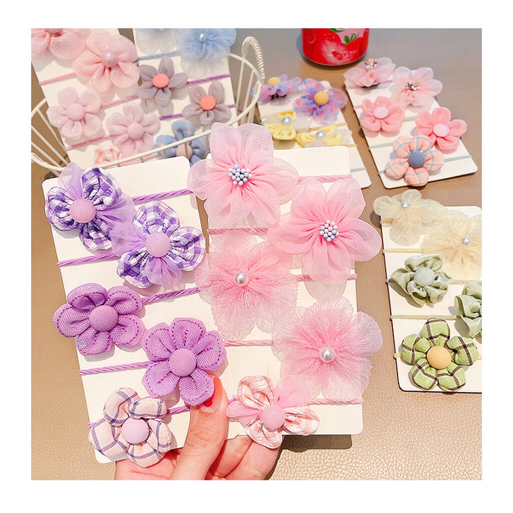 123พร้อม 10 เส้น ดอกไม้ ยางรัดผม ลายดอก สดใส