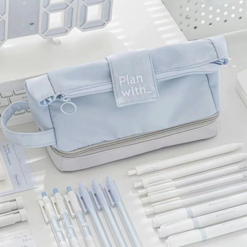 กระเป๋าดินสอ อเนกประสงค์ แบบพับได้ จุของได้เยอะ แบบพกพา แบบสร้างสรรค์ สไตล์มินิมอล สําหรับนักเรียน - รูปที่ 5