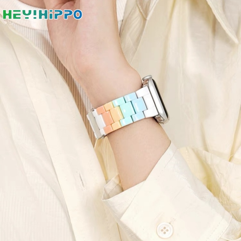 สายนาฬิกาข้อมือ PC สีรุ้ง คละสี สําหรับ Smart Watch Series 9 8 7 6 SE 5 4 iwatch 49 45 44 42 41 40 38 มม.