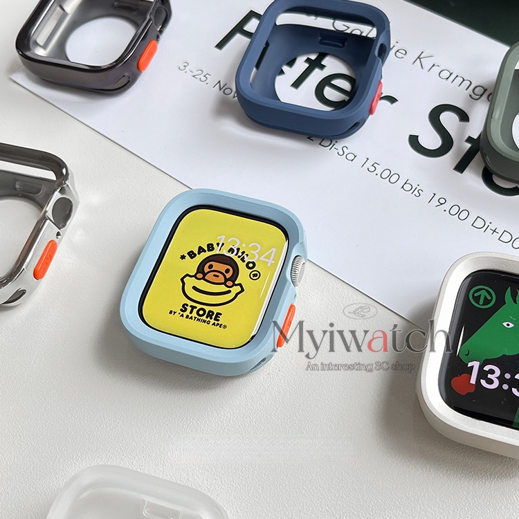 Minimalist บุคลิกภาพ tpu นุ่มสําหรับ Apple watch series 9 8 Ultra 7 6 SE 5 4 40 มม.44 มม.41 มม.45 มม