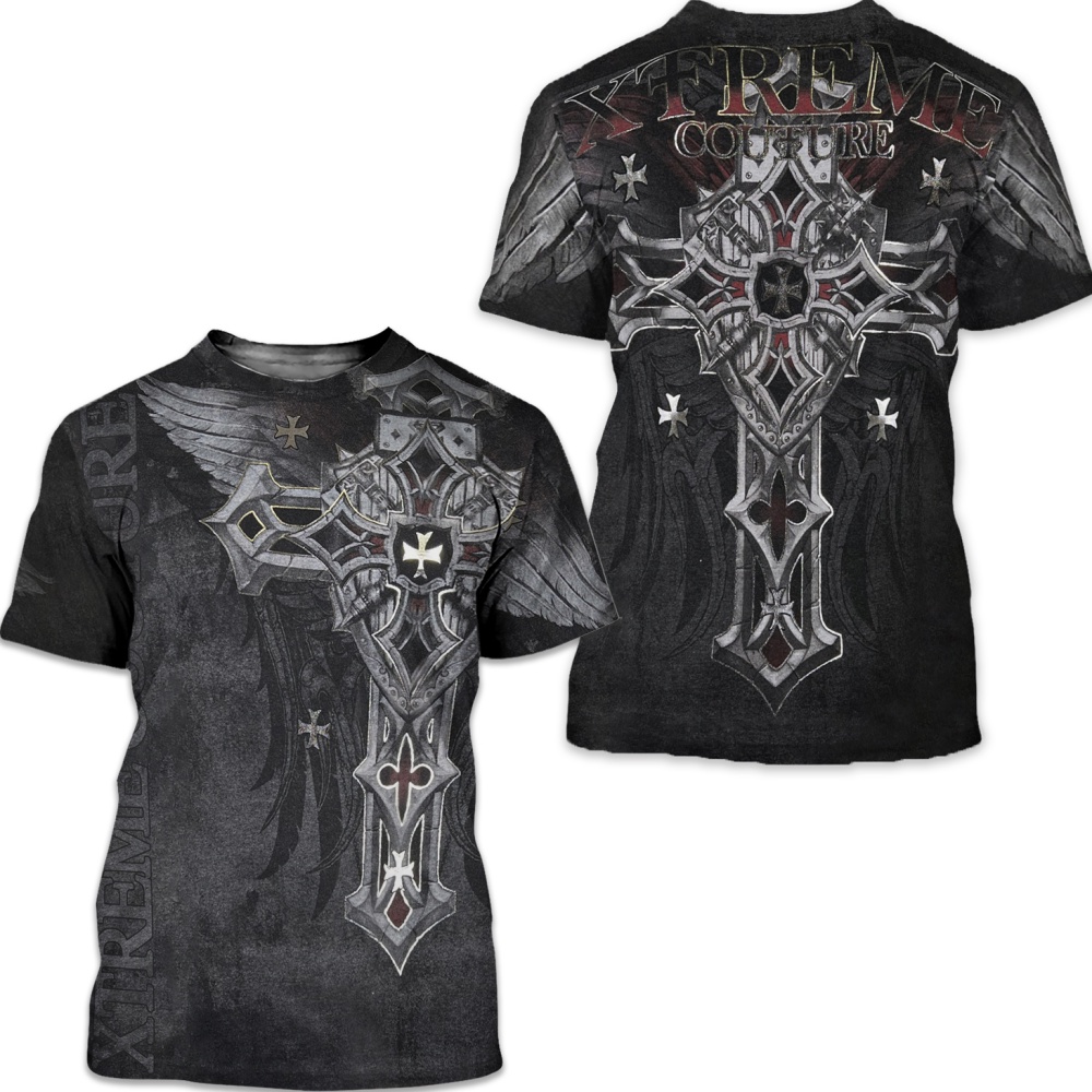 เสื้อยืดแขนสั้น พิมพ์ลายกราฟฟิค Archaic By Affliction Colisson 3 มิติ โอเวอร์ไซซ์ สําหรับผู้ชาย
