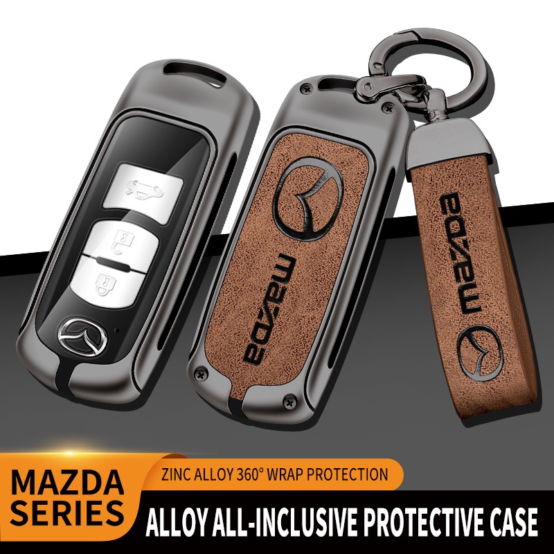 เคสกุญแจรีโมตรถยนต์ แบบหนัง โลหะผสมสังกะสี สําหรับ Mazda 2 3 5 6 Demio Axela Atenza Biante MPV CX3 CX4 CX5 CX7 CX8 CX9 MX5