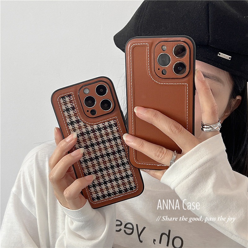 ฤดูใบไม้ร่วงฤดูหนาวcamelสีbright LineหนังสําหรับiPhone 16 16Promax 16Pro 14Promax 15promax 12 13promax X Xs XR Xsmax 12Pro 12Promax 11 11Promax 14Pro 15 15Pro