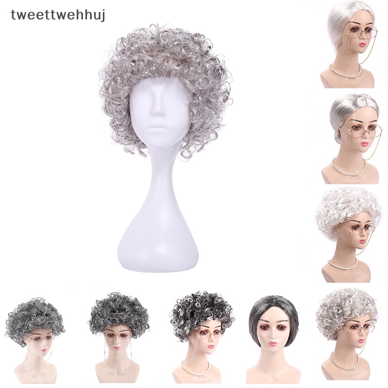 Tw Stage กลางอายุและผู้สูงอายุผมสีขาวปู่และยายวิกผม huj