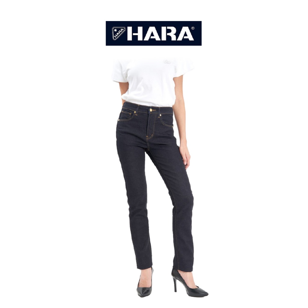 Hara กางเกงขายาวผู้หญิง เอวสูง ทรงเดฟ สวมใส่สบาย รุ่น HWD1-9050 สี Navy (เลือกไซส์ได้)