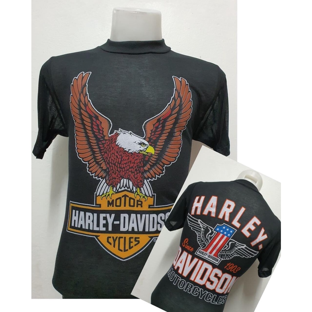 เสื้อผ้าบาง Harley เสื้อยืดวินเทจ ผ้ามุ้ง50/50 เสื้อฮาเลย์ป้าย 3D EMBLEM [ S M L XL ] ผ้าฝ้ายแท้