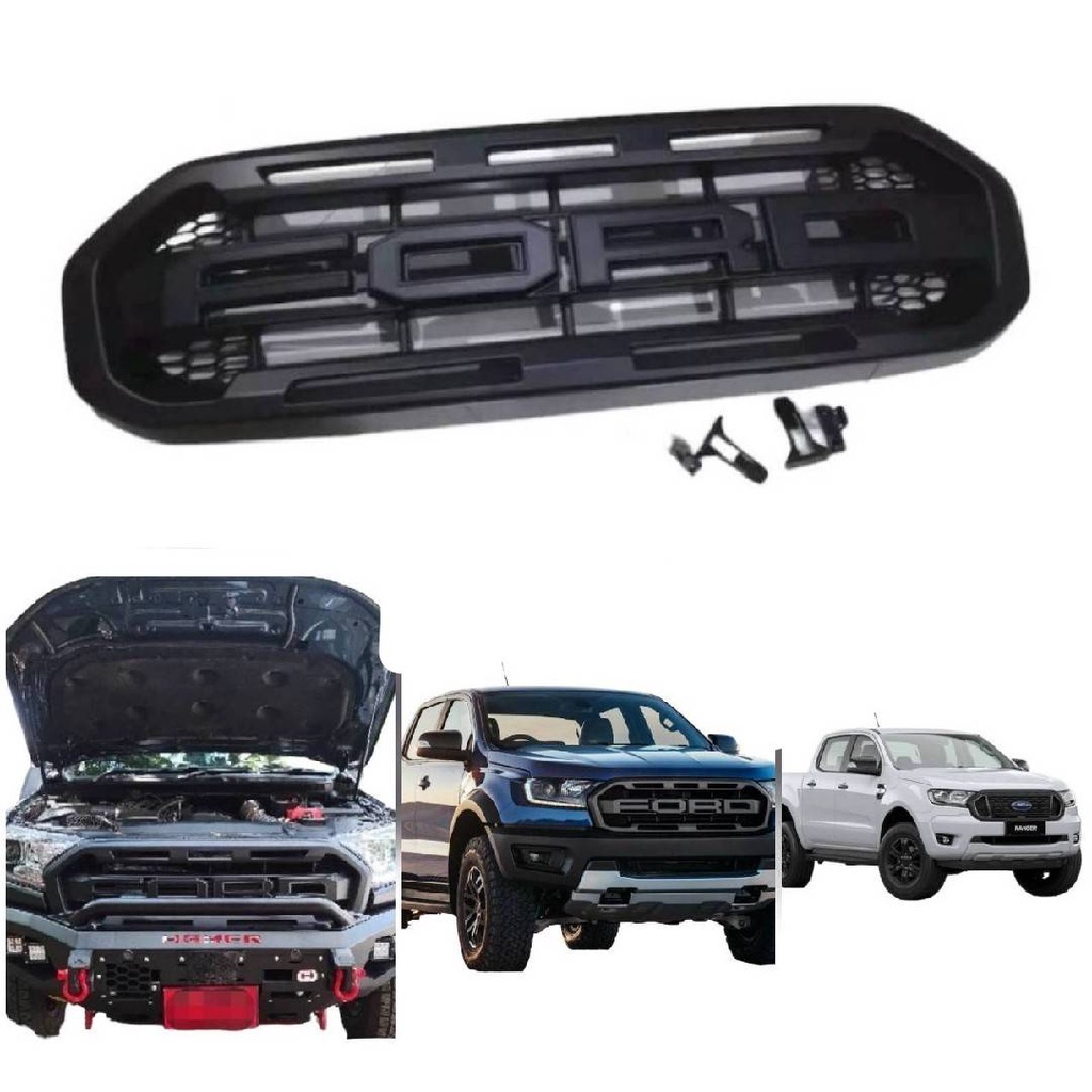กระจังหน้า Ranger 2018 2019 2020 2021 XLT V1 ลาย Raptor Logo สีดำด้าน ส่งด่วนส่งไว