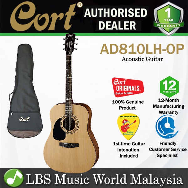 Cort AD810LH กีต้าร์โปร่งมือซ้ายซื้อ Spruce Top พร้อมกระเป๋า - เปิดรูขุมขน (AD810 LH)