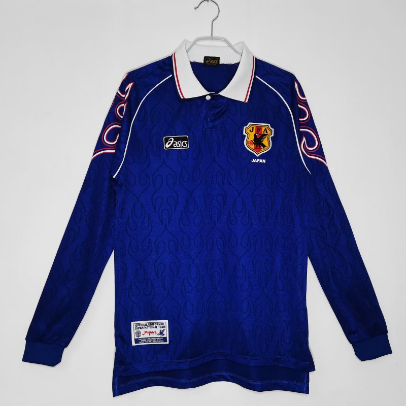 เสื้อกีฬาแขนสั้น ลายทีมชาติฟุตบอลญี่ปุ่นย้อนยุค ฤดูกาล 1998 แห้งเร็ว AAA สําหรับผู้ชาย ไซซ์ S-XXL