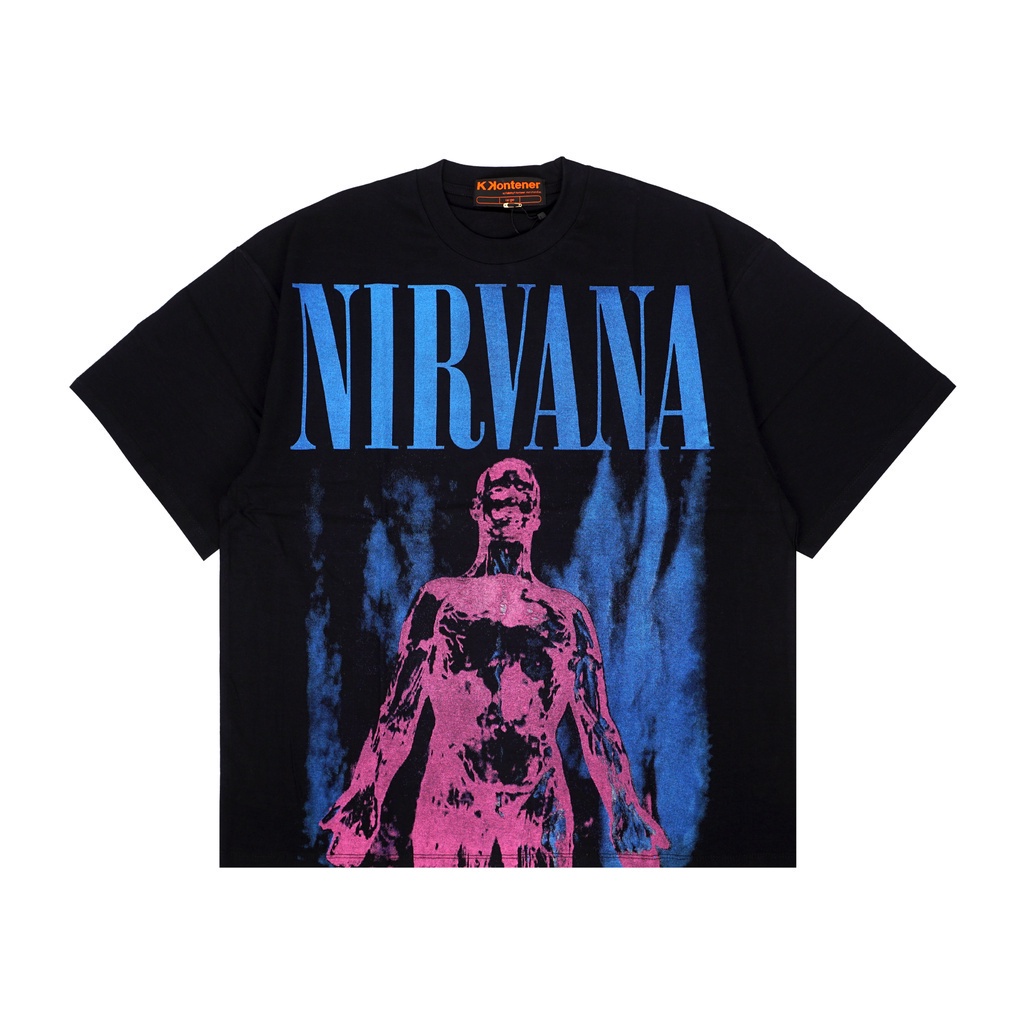 Kkontener NIRVANA SLIVER OVERSIZE TSHIRT สีดํา