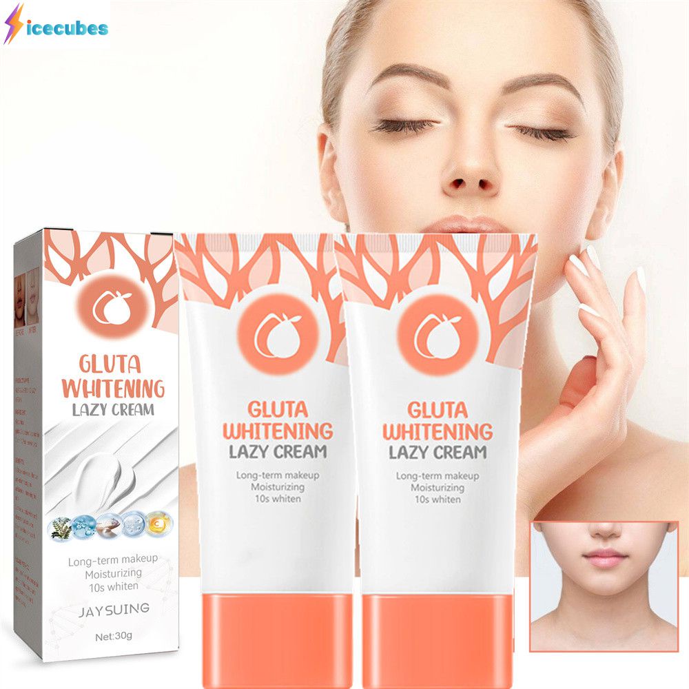 【ซื้อ 1 แถม 1】 กลูต้าไวท์เทนนิ่ง เลซี่ครีม ครีมไวท์เทนนิ่ง ครีมบำรุงผิวหน้าสำหรับกลางวัน สกินแคร์ มอยเจอร์ไรเซอร์ ครีมกันแดด ความงาม โลชั่นฟอกสี ICECUBES