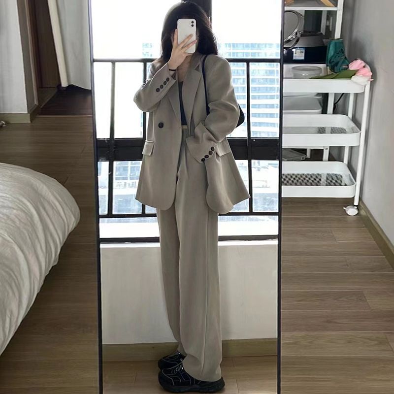 【Bess's house】แฟชั่นและการพักผ่อนเสื้อสูทระดับไฮเอนด์สําหรับผู้หญิง2023ฤดูใบไม้ผลิและฤดูใบไม้ร่วง ใหม่เวอร์ชั่นเกาหลีหลวมและลดอายุชุดสองชิ้นชุ，ชุด set ผู้หญิง，เซตเสื้อกางเกง