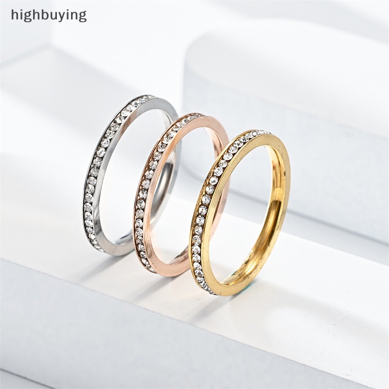 [highbuying] แหวนสเตนเลส ฝังเพชร สวยงาม เรียบง่าย แวววาว แฟชั่น สําหรับผู้หญิง ผู้ชาย คู่รัก พร้อมส่ง