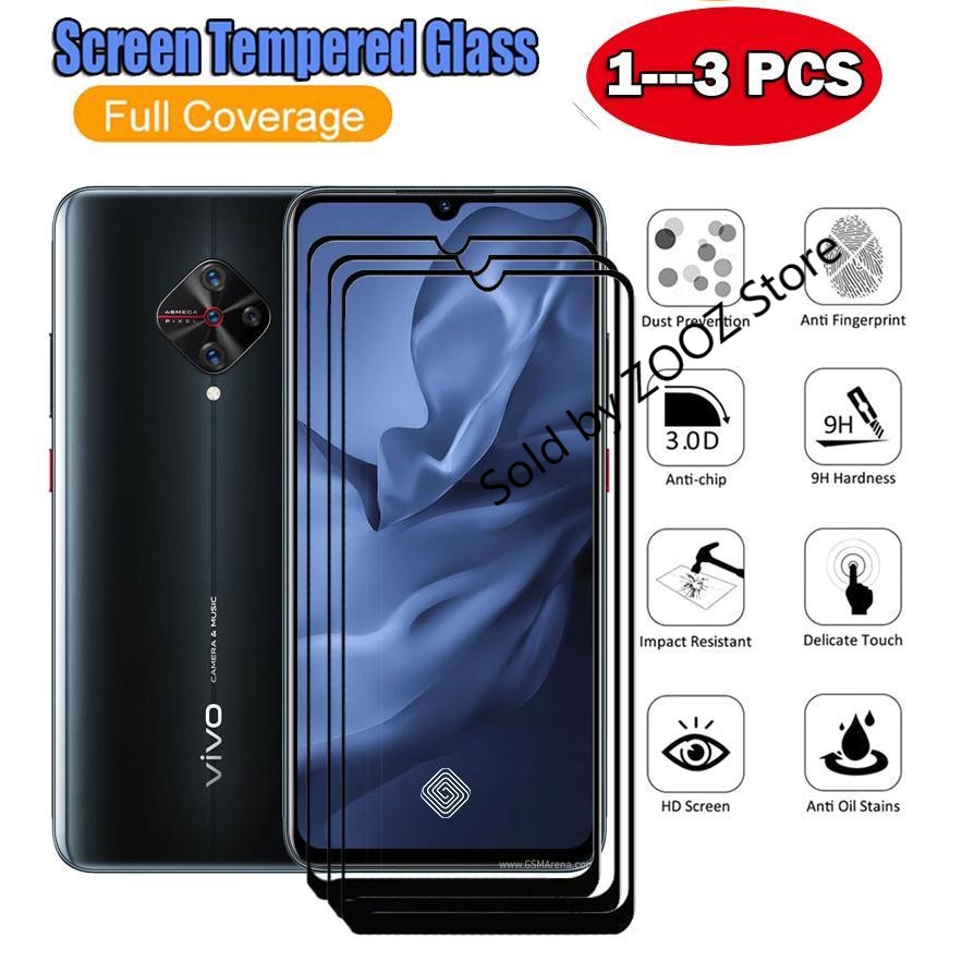 Tempered Glass Screen Protector for vivo S1 Pro T1X T1 5G S1Pro 9H Explosion Proof Complete Cover Full Glue Protective Film -- 1-3 PCS