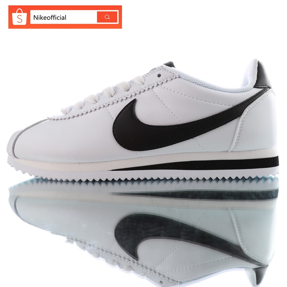 ♞,♘100% Authentic Nike Classic Cortez Nylon White Forrest Gump Two Layer Casual Shoes For Men  &amp; Women-