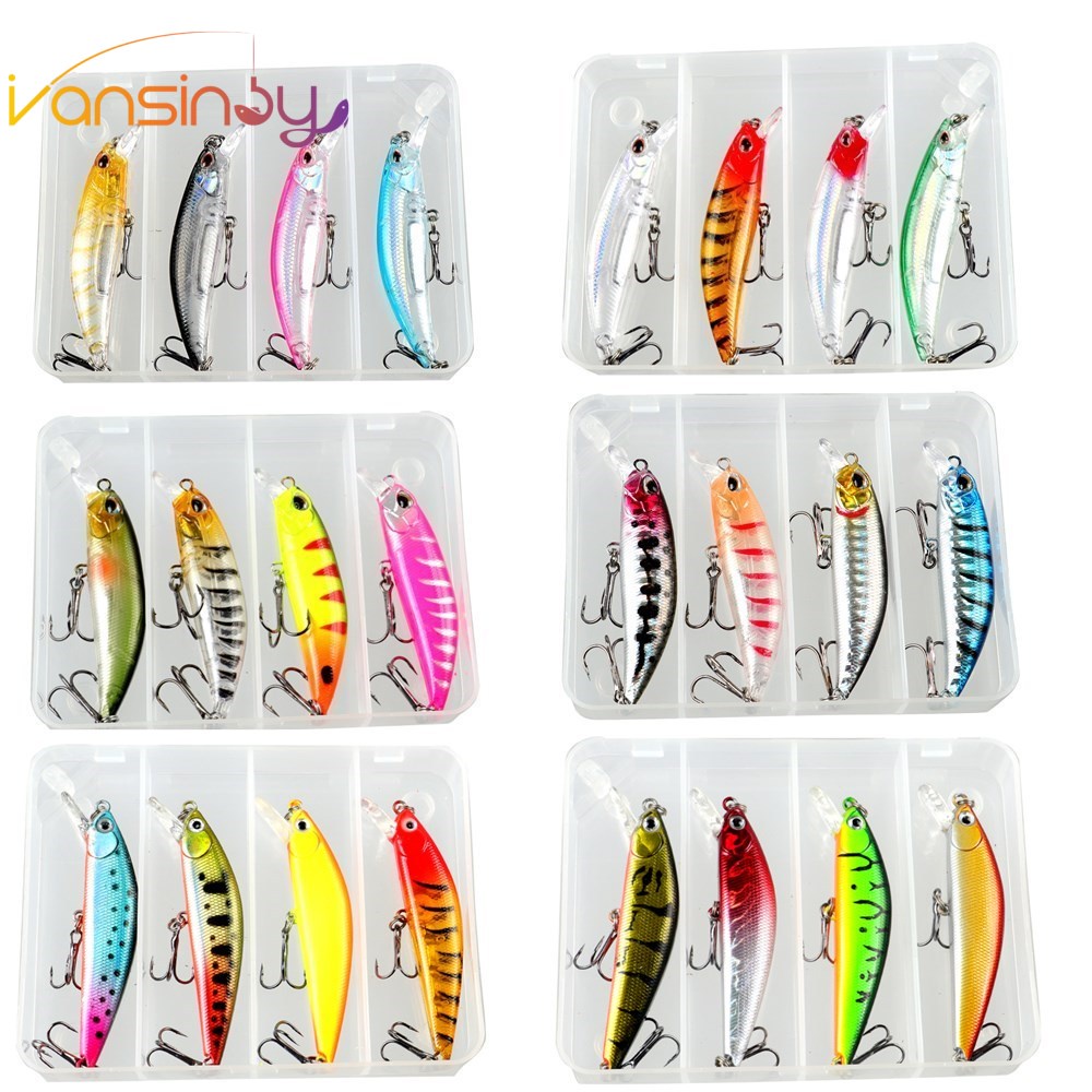 4 ชิ้นชุด Lure สําหรับตกปลา 8g/6.5g Sinking Minnow Fishing Lure อุปกรณ์ตกปลาน้ํายาวโยน Lure Hard เหยื่อ Minnow