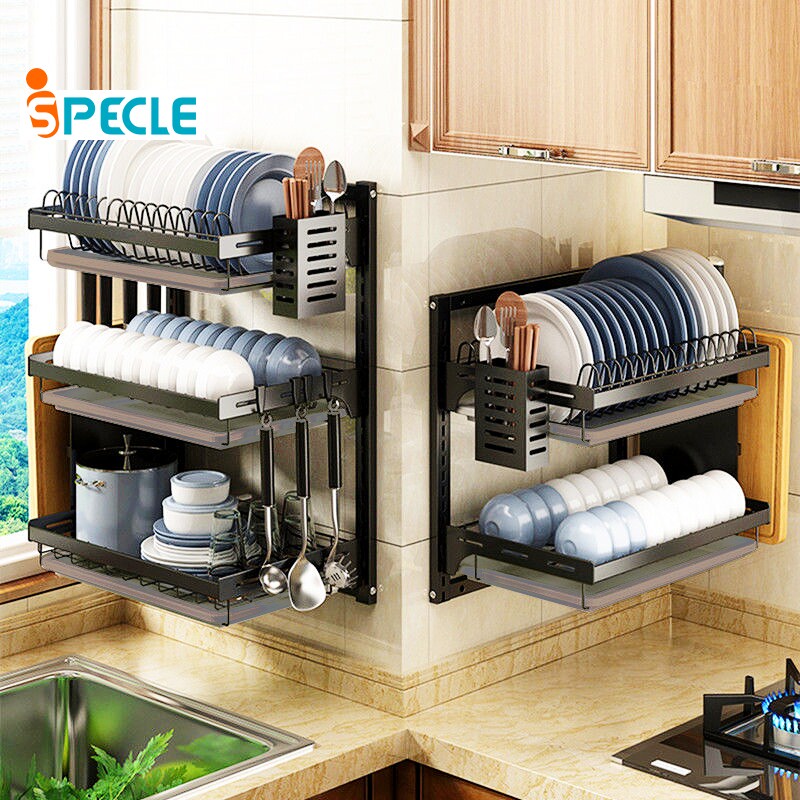 iSPECLE ชั้นวางจน ชั้นคว่ำจานแบบติดผนัง ปรับตำแหน่ง ที่วางจาน ชั้งววงของในครัว