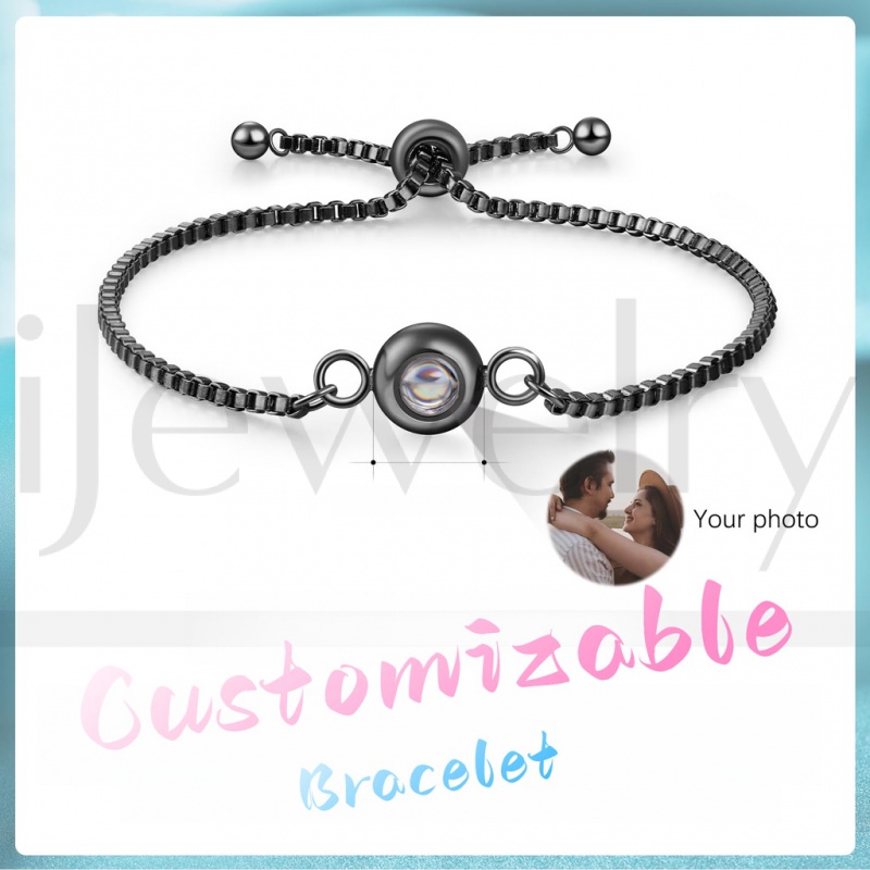 【iJewelry】สร้อยข้อมือฉายภาพที่ปรับแต่งได้, สร้อยข้อมือสแตนเลส, สร้อยข้อมือที่กําหนดเองแบบง่ายสําหรับผู้ชายผู้หญิง, สร้อยข้อมือสตริงมิตรภาพ, จดจําของขวัญภาพถ่ายสําหรับวันวาเลนไทน์, ของขวัญ Unisex