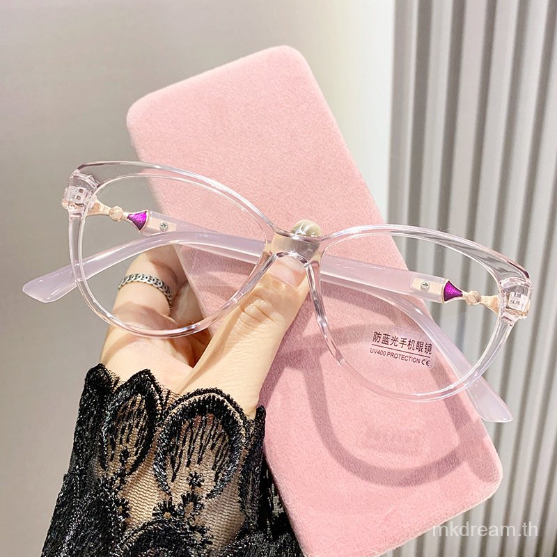 แว่นสายตาสั้น -50 ถึง -600 กรอบแว่นตา แว่นตาแฟชั่น พร้อมตัวกรองแสง กรองแสงสีฟ้า กรอง มีรูปไข่ เหล้าองุ่น ผู้หญิง ผู้ชาย
