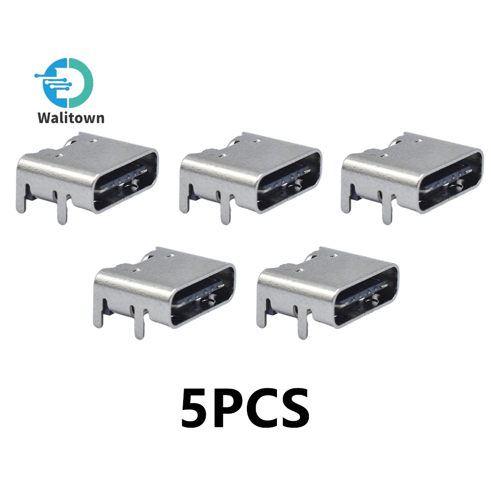 ซ็อกเก็ตเชื่อมต่อ Micro USB 3.1 Type C 6 Pin SMT ตัวเมีย SMD DIP สําหรับ PCB 10 5 ชิ้น